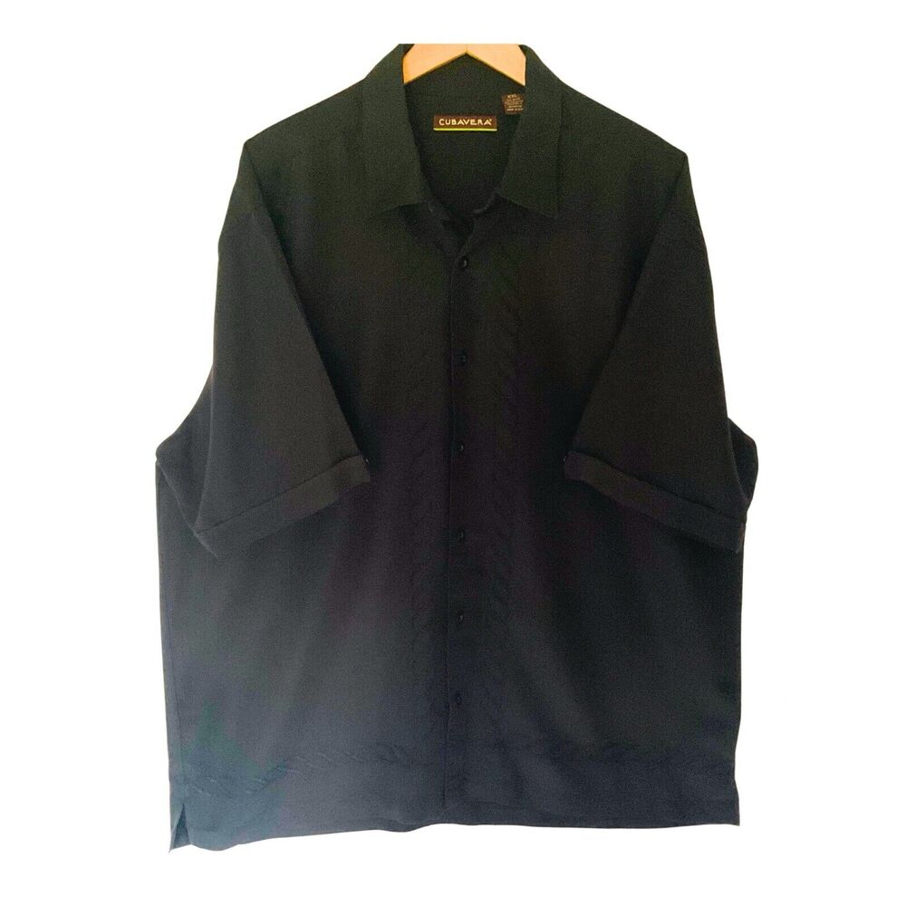 Cubavera Mens XXL Shirt Rockabilly Short Sleeve Black Bowling Retro Embroidered